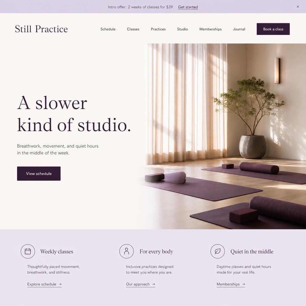 Wellness studio site